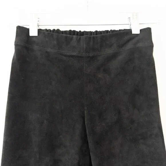 Joseph $1200 Slim Fit Suede Leggings 100% Lambskin with Stretch in Black - Picture 13 of 14